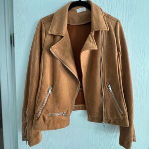 Camel Suede Moto Jacket